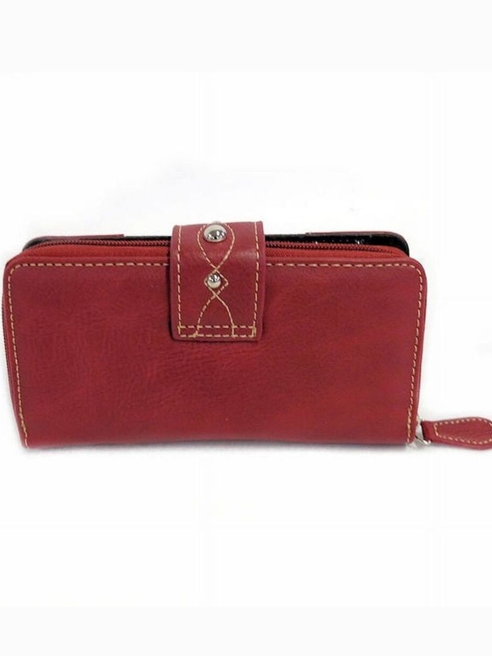Others Follow Red Embossed Leather Wallet with Stud Accents - Picture 3 of 6